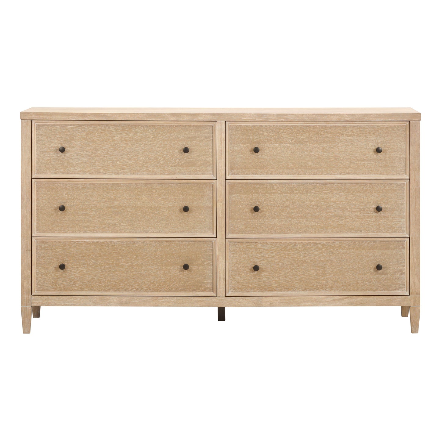 Bristol Park 62" Whitewashed Oak Wood 6-Drawer Dresser - Default Variant