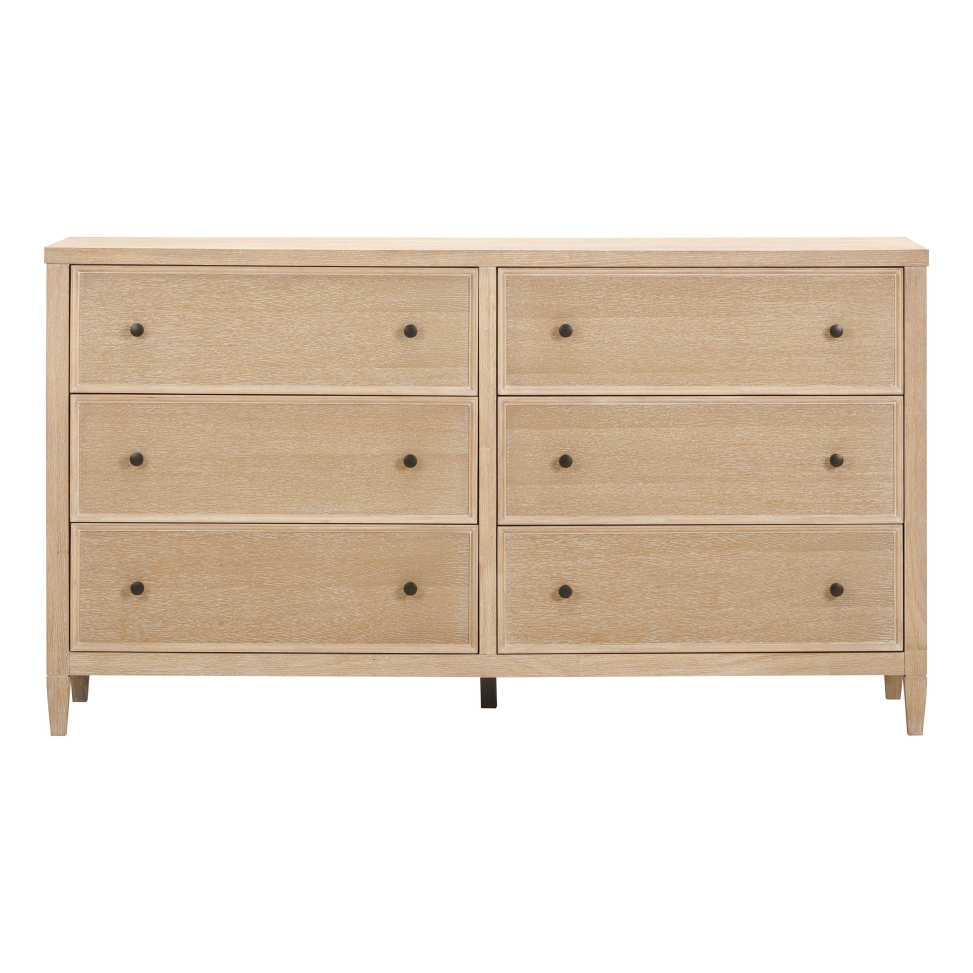 Bristol Park 62" Whitewashed Oak Wood 6-Drawer Dresser - Default Variant