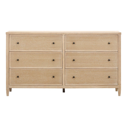 Bristol Park 62" Whitewashed Oak Wood 6-Drawer Dresser - Default Variant