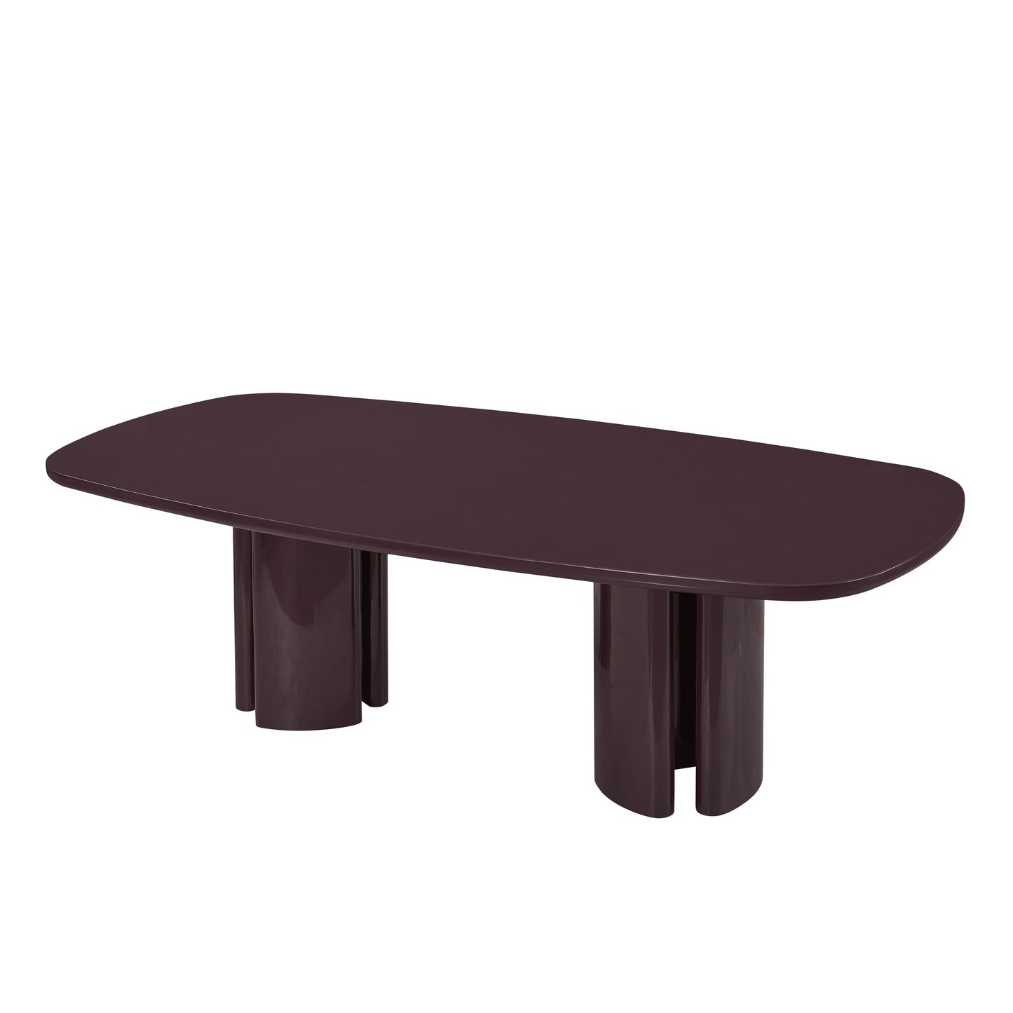 Zola 94.5" Lacquer Oval Dining Table - Burgundy