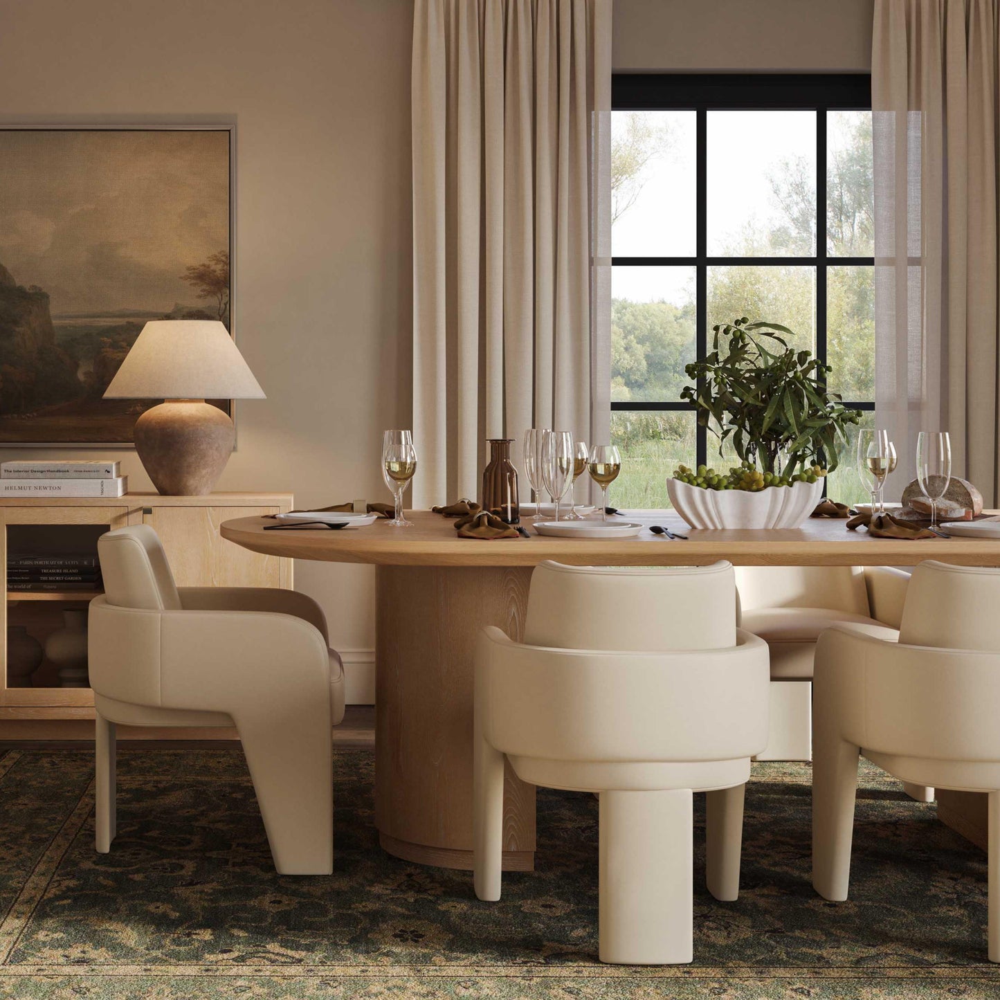 Marlow 102" Wood Oval Dining Table