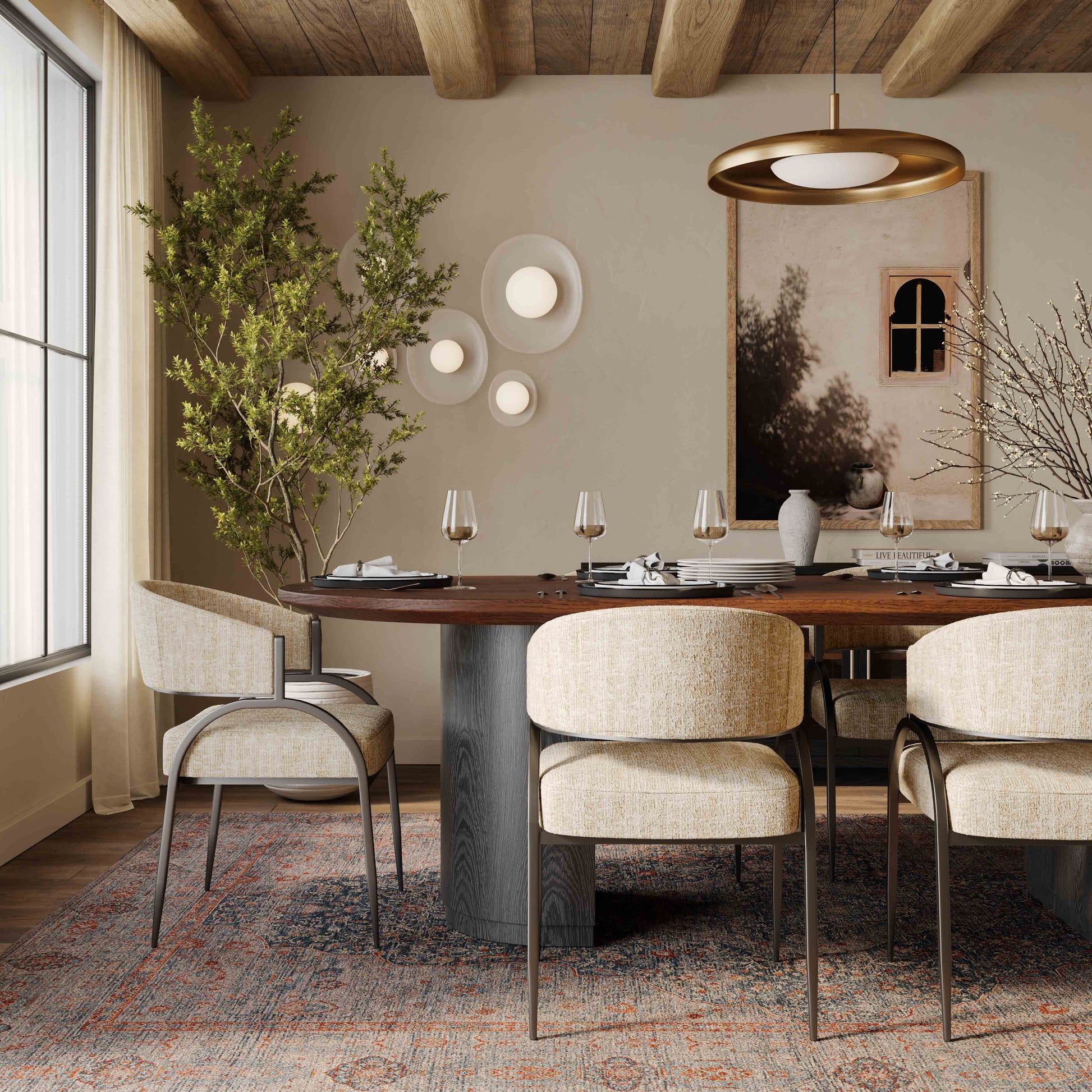Marlow 102" Wood Oval Dining Table