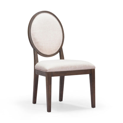 Mila Dark Brown and Beige Performance Fabric Dining Chair - Set of 2 - Default Variant