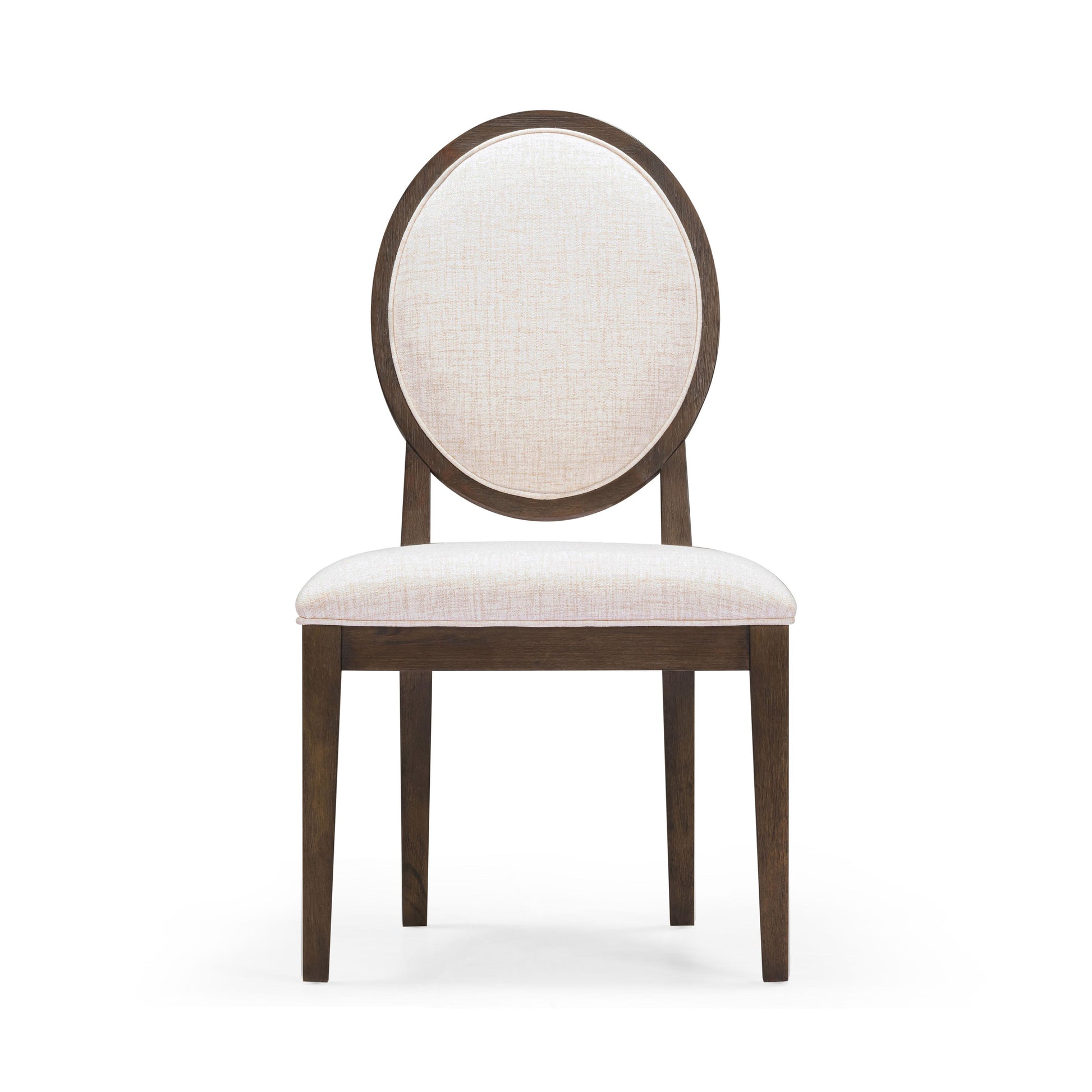 Mila Dark Brown and Beige Performance Fabric Dining Chair - Set of 2