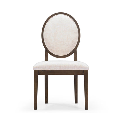 Mila Dark Brown and Beige Performance Fabric Dining Chair - Set of 2