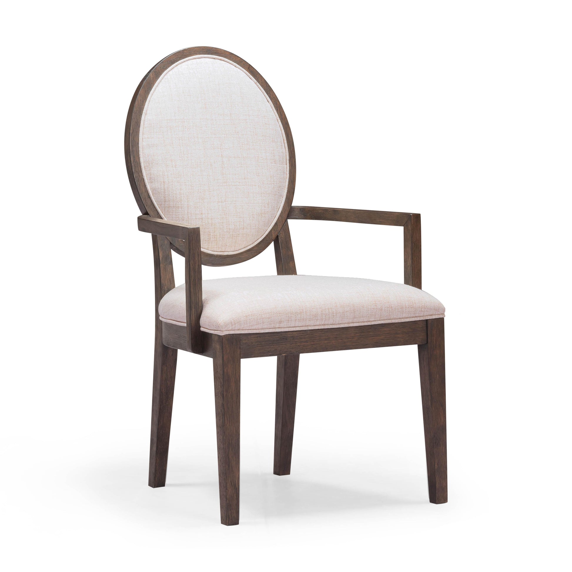 Mila Dark Brown and Beige Performance Fabric Dining Armchair - Default Variant