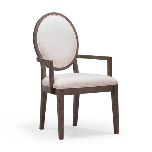Mila Dark Brown and Beige Performance Fabric Dining Armchair - Default Variant