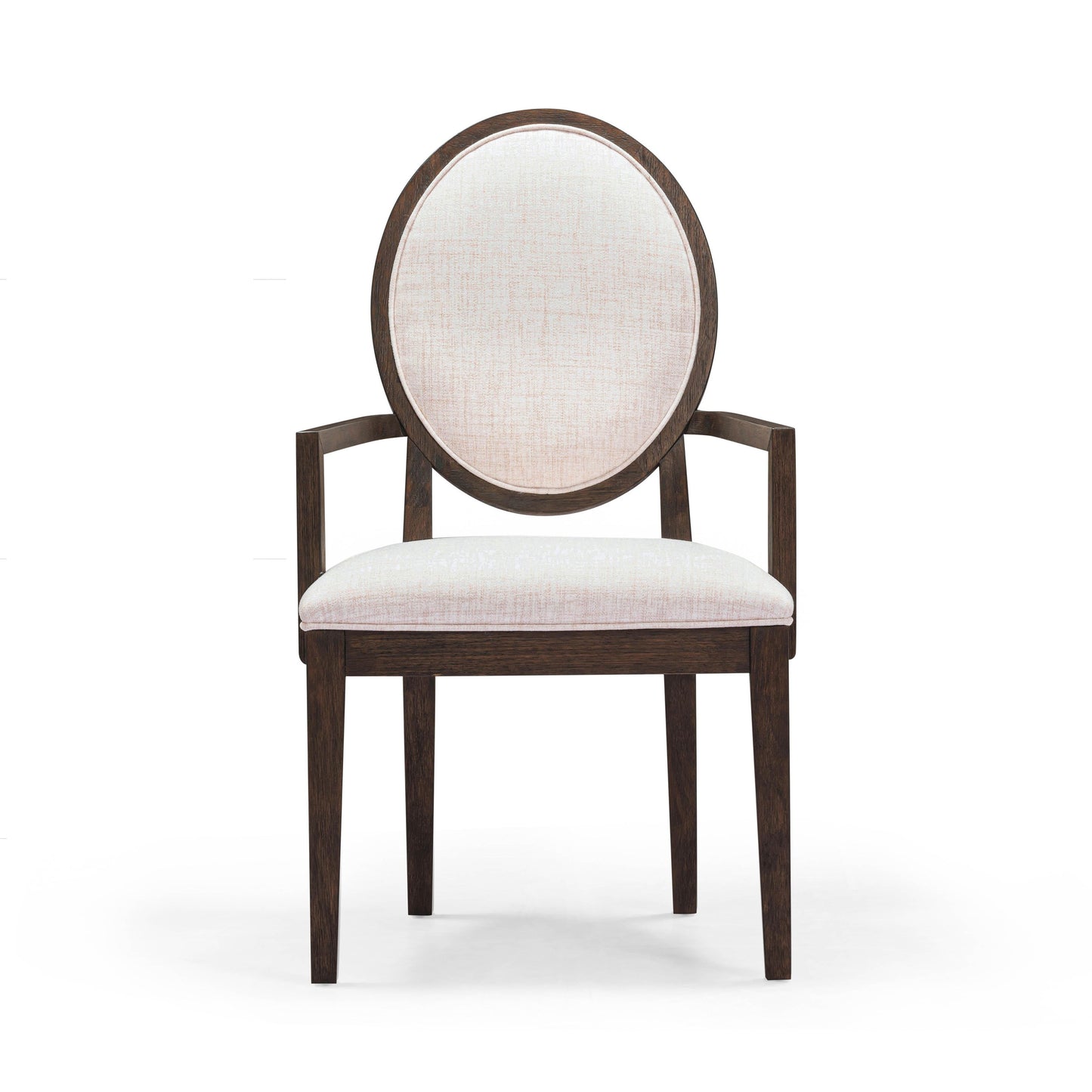 Mila Dark Brown and Beige Performance Fabric Dining Armchair