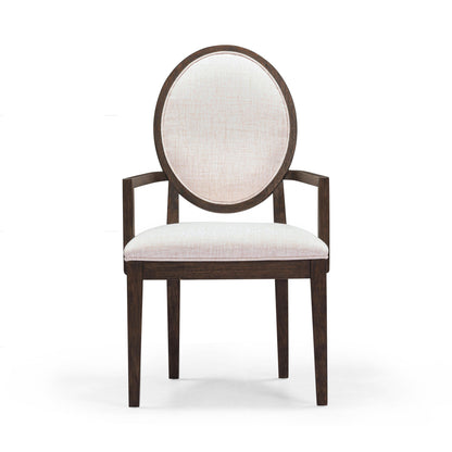 Mila Dark Brown and Beige Performance Fabric Dining Armchair