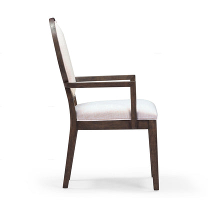 Mila Dark Brown and Beige Performance Fabric Dining Armchair