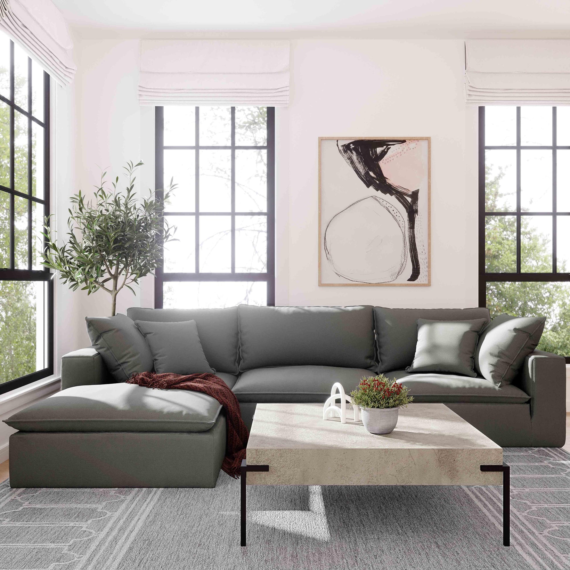 Cali Performance Fabric Modular Armless Chair