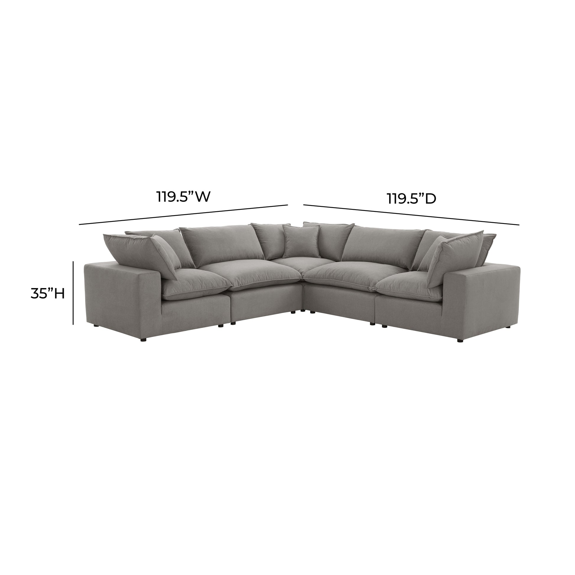 Cali 5-Piece Performance Fabric Modular L-Sectional