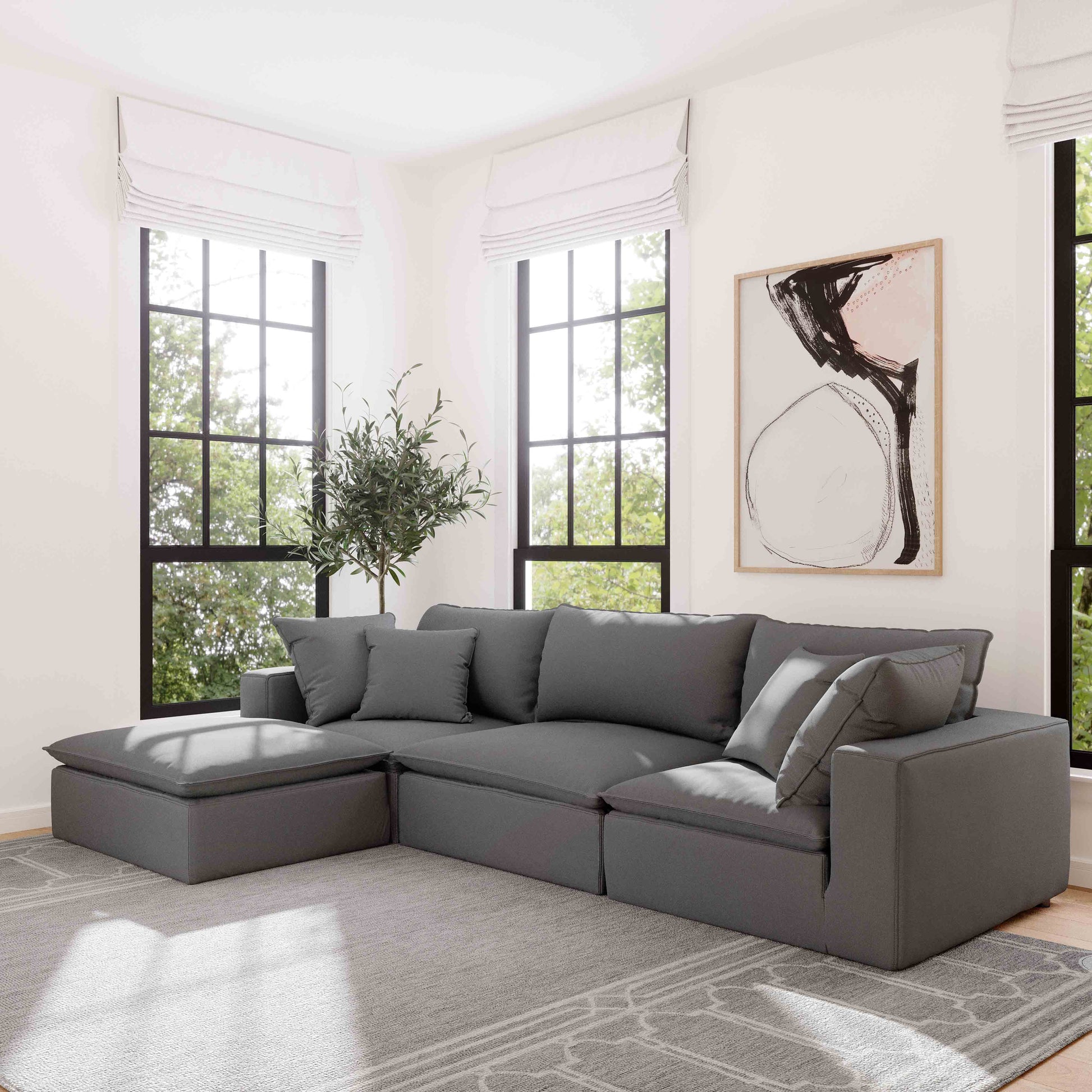 Cali Performance Fabric Ottoman