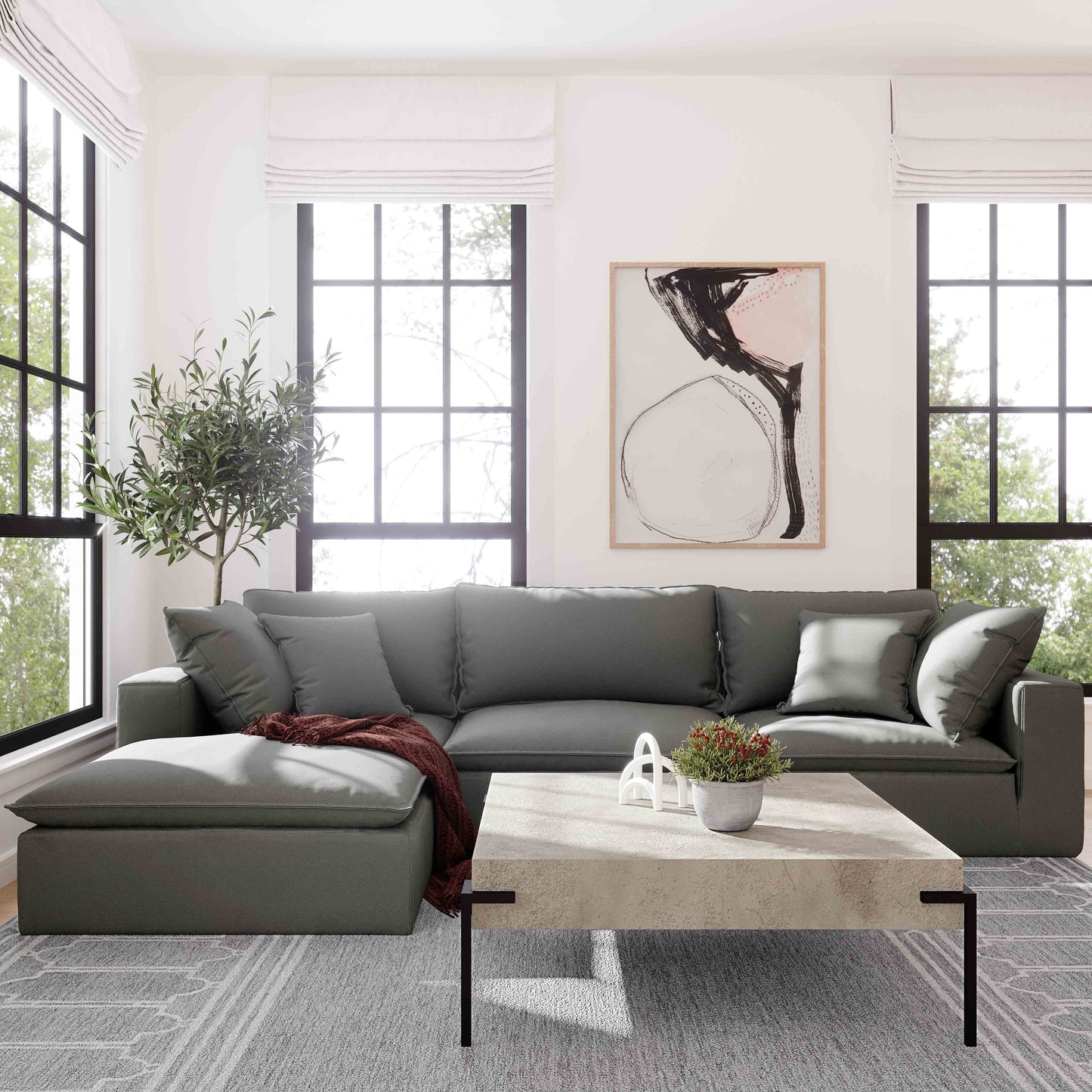 Cali Performance Fabric Ottoman
