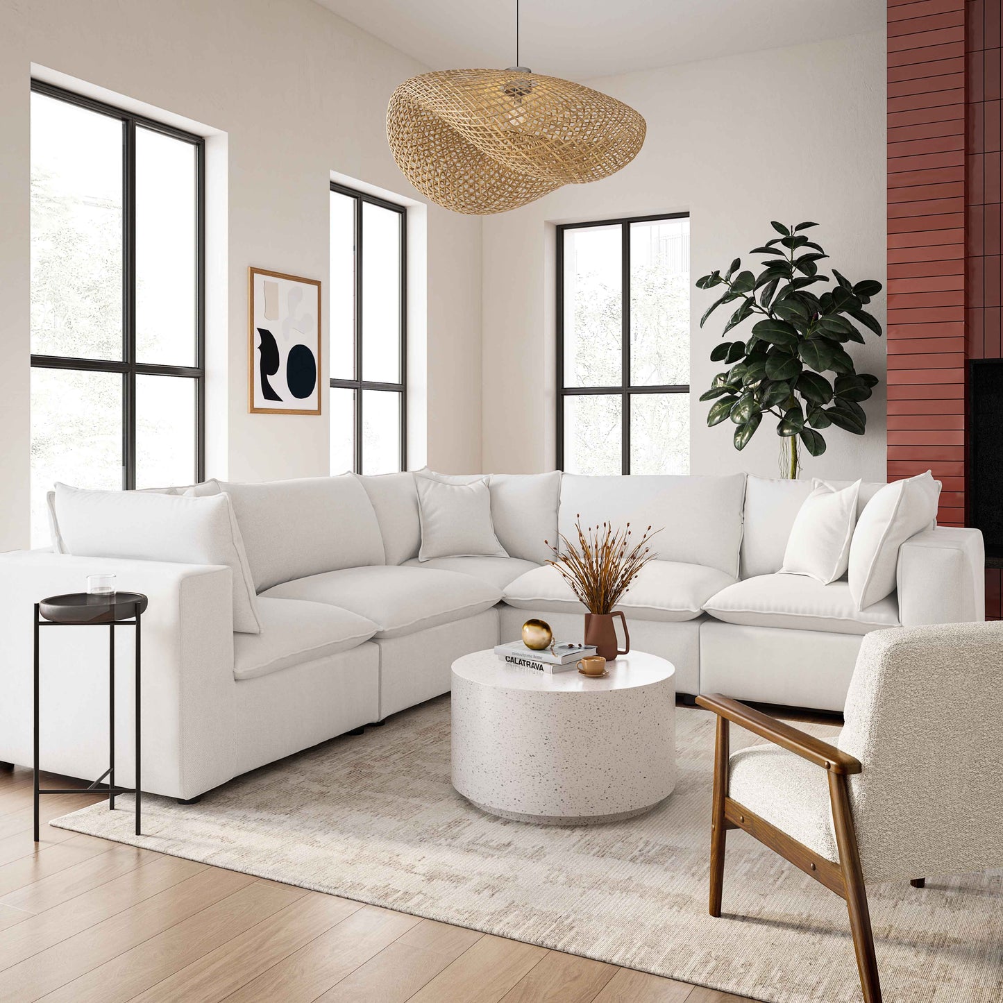Cali 5-Piece Performance Fabric Modular L-Sectional