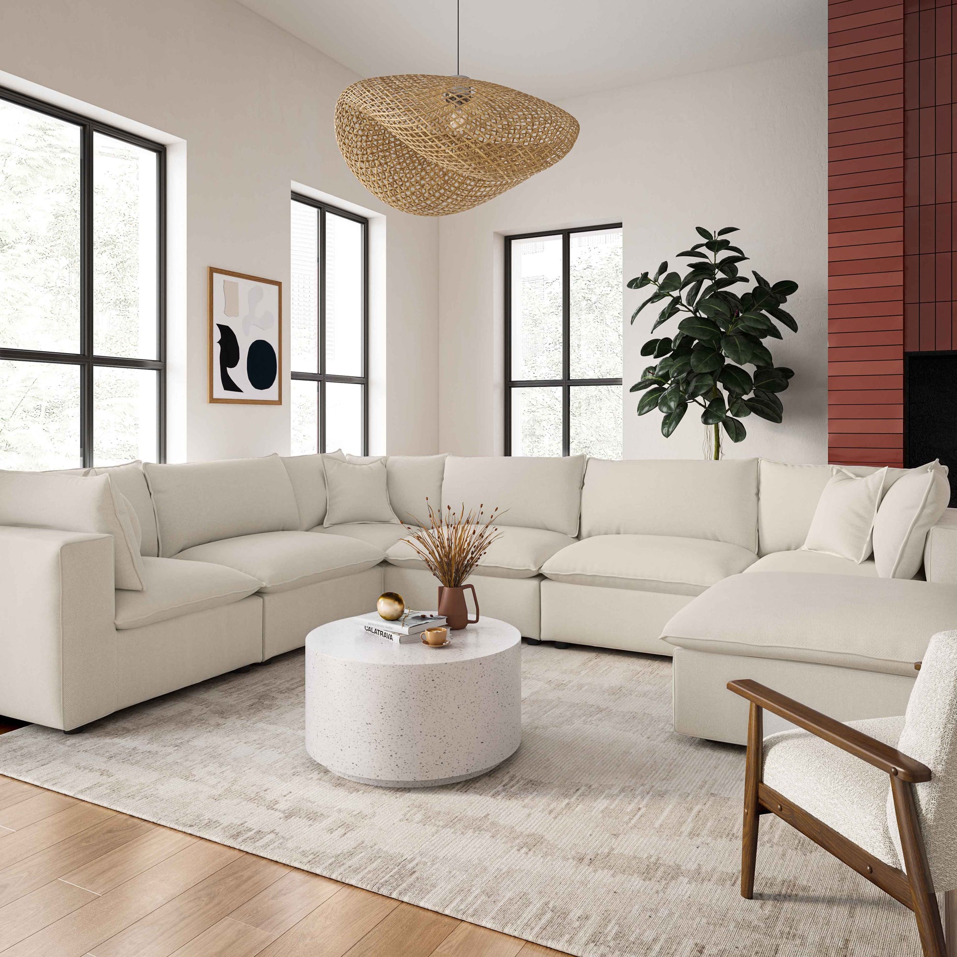 Cali 7-Piece Performance Fabric Modular Large Chaise Sectional