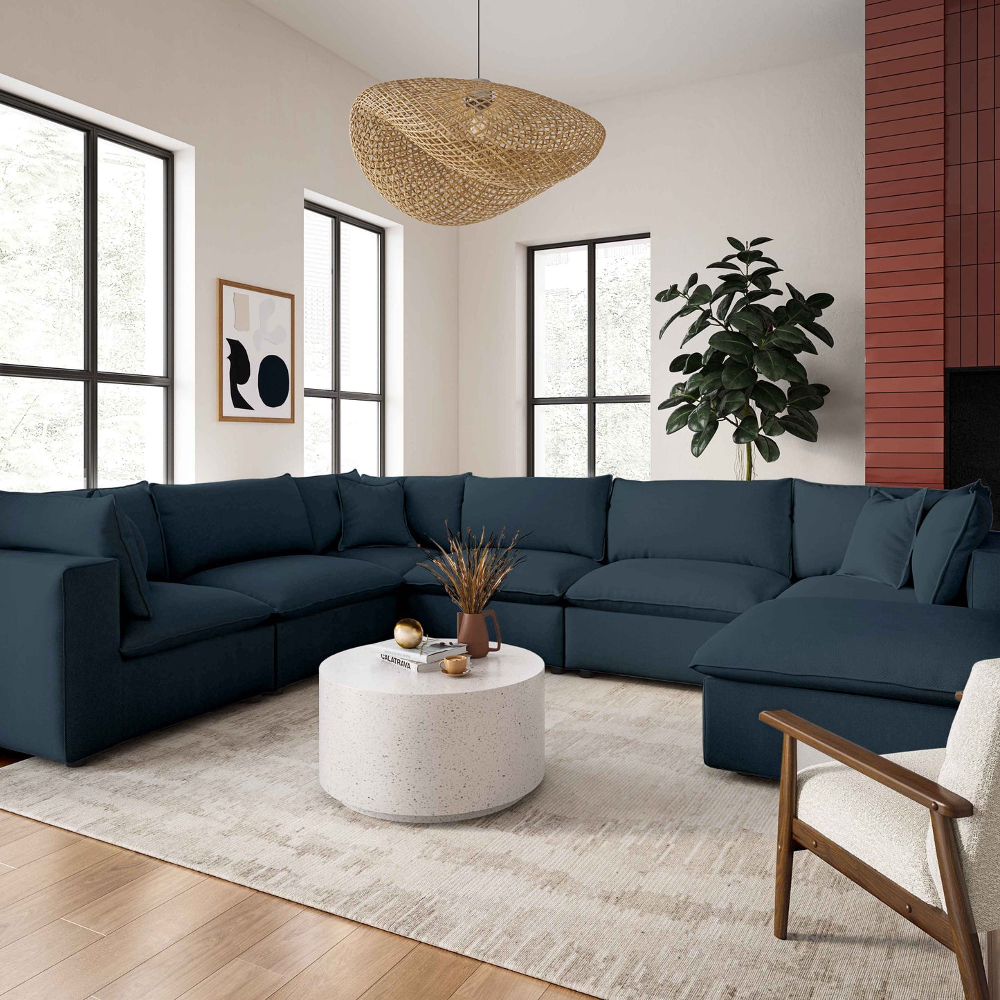 Cali 7-Piece Performance Fabric Modular Large Chaise Sectional