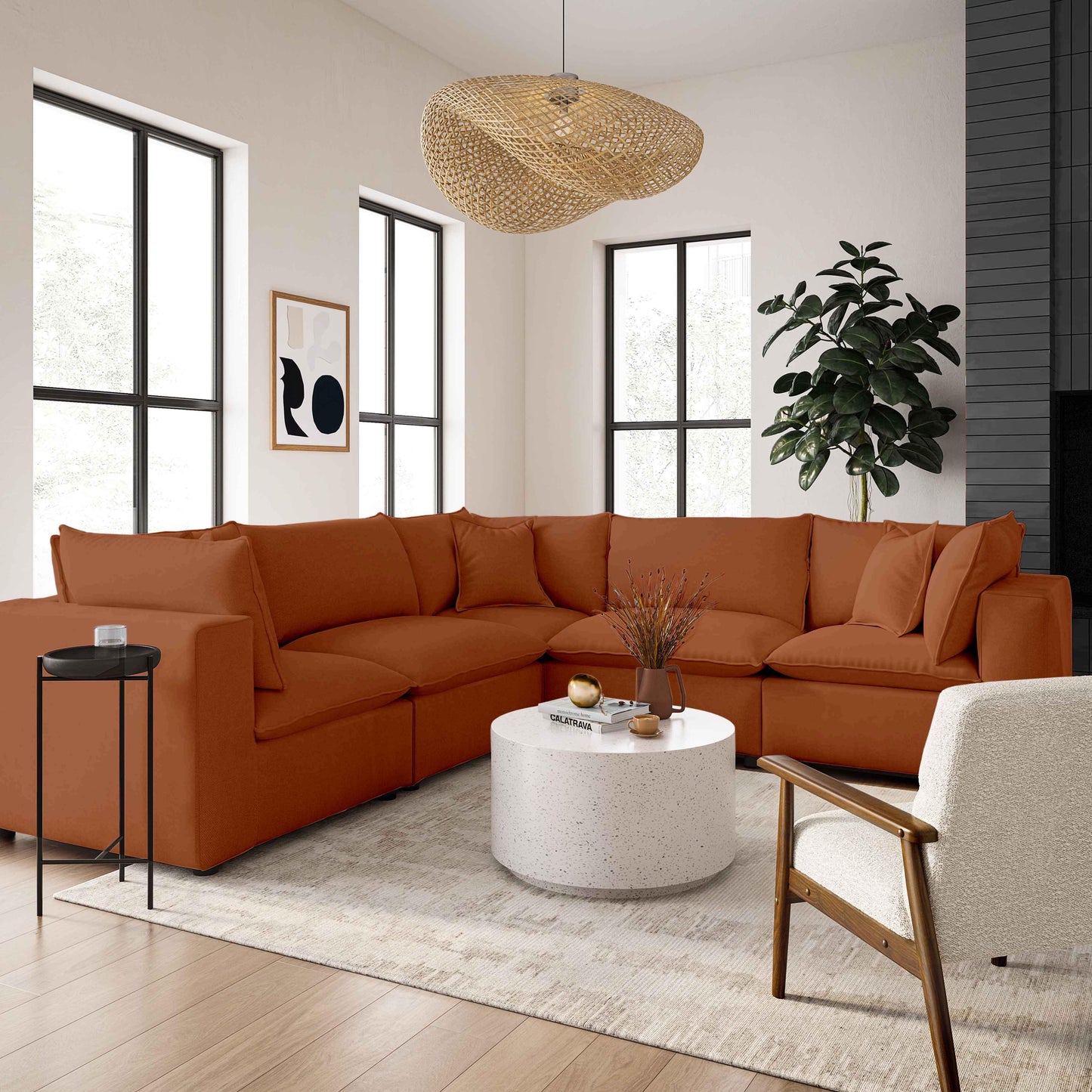 Cali 5-Piece Performance Fabric Modular L-Sectional