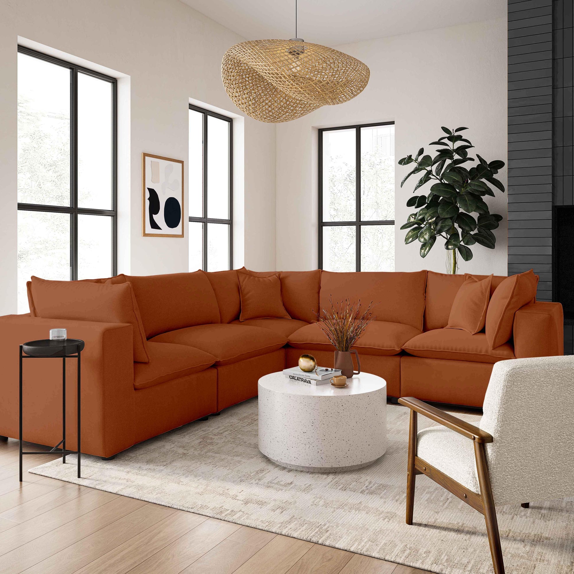 Cali 5-Piece Performance Fabric Modular L-Sectional