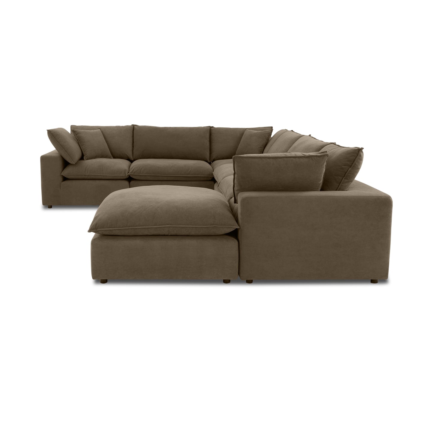 Cali 7-Piece Chocolate Brown Performance Velvet Large Chaise Sectional - Default Variant