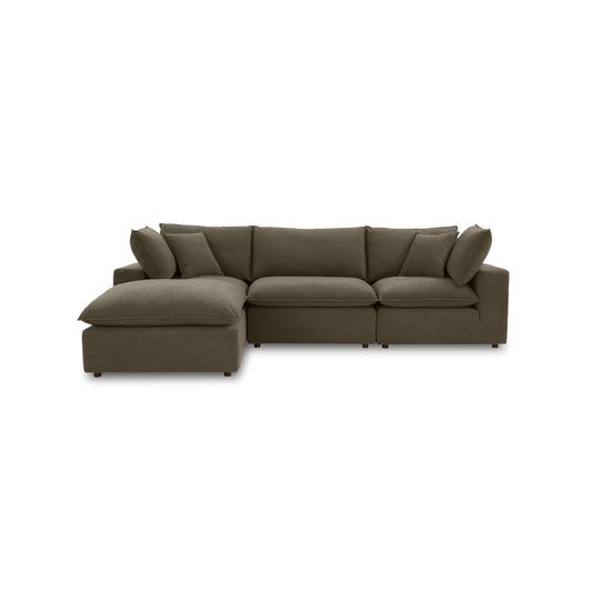 Cali 4-Piece Chocolate Brown Performance Velvet Sectional - Default Variant