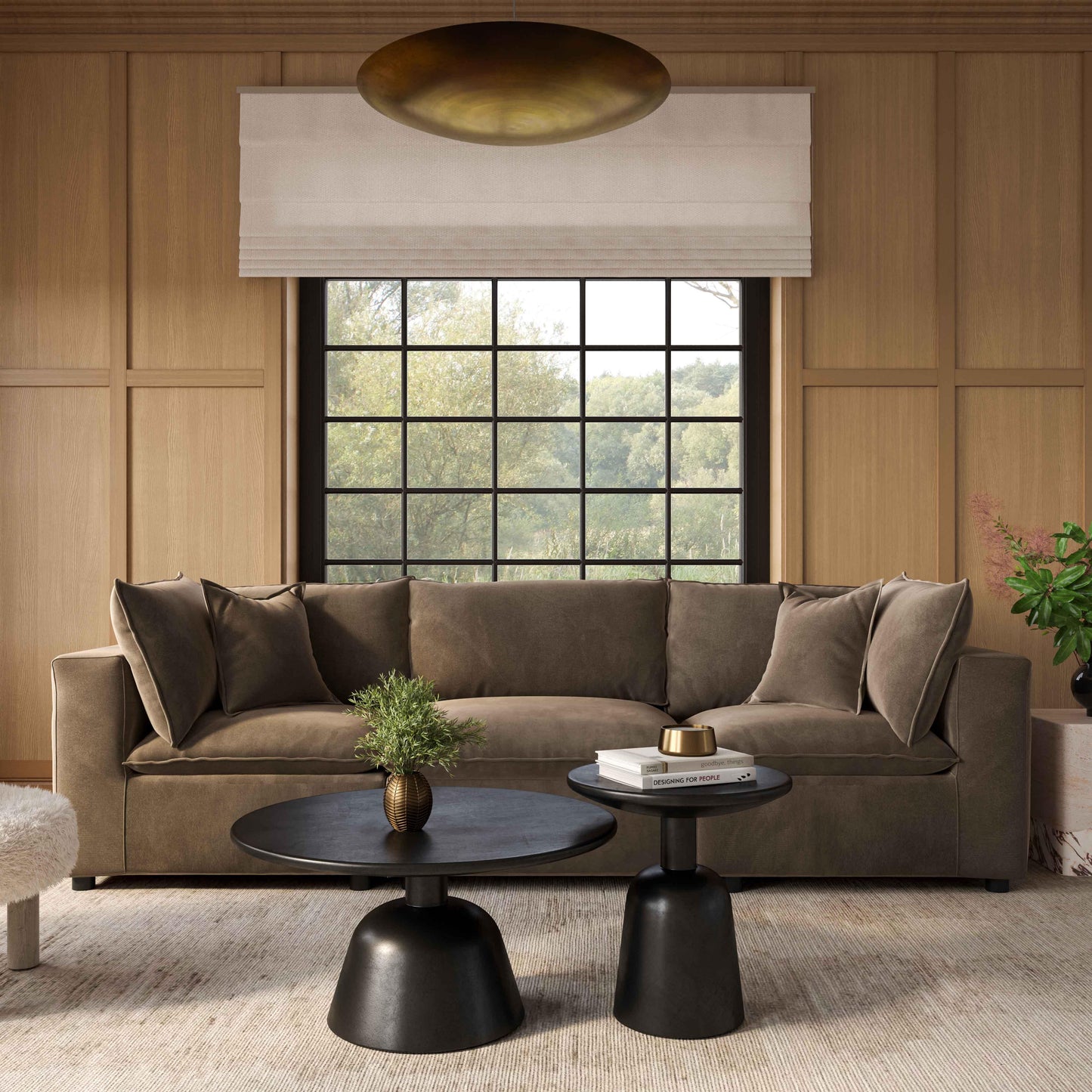 Cali 120" Chocolate Brown Performance Velvet Modular Sofa