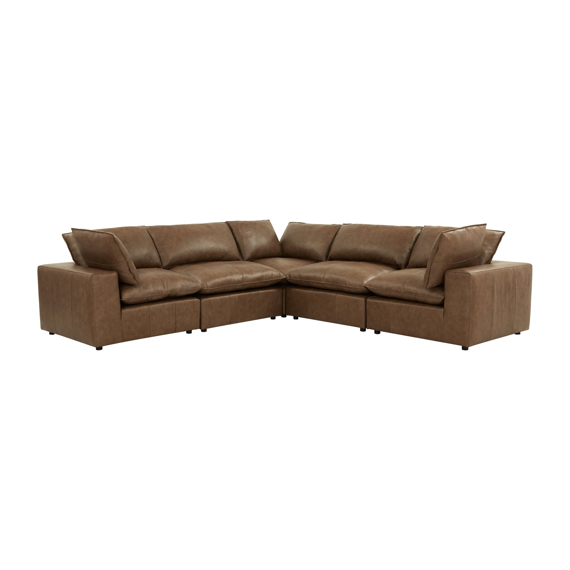 Cali 5-Piece Brown Leather Modular L-Sectional - Default Variant