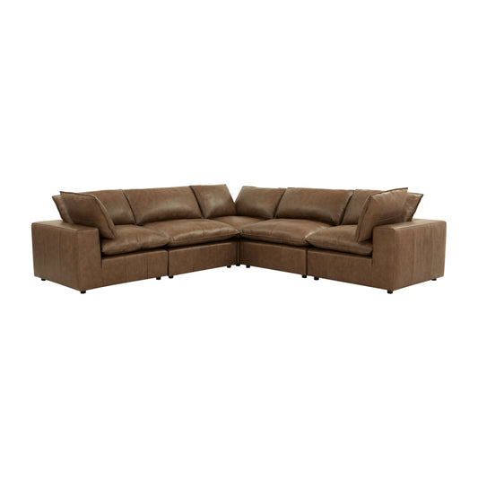 Cali 5-Piece Brown Leather Modular L-Sectional - Default Variant