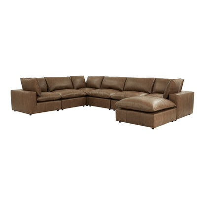 Cali 7-Piece Brown Leather Modular Large Chaise Sectional - Default Variant