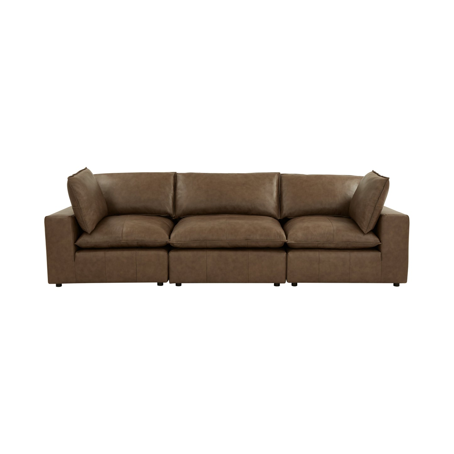 Cali 120" Brown Leather Modular Sofa - Default Variant