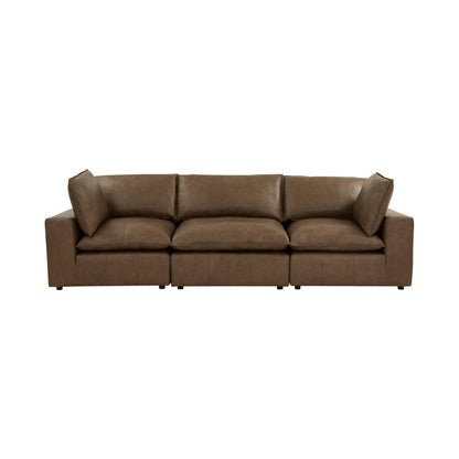 Cali 120" Brown Leather Modular Sofa - Default Variant