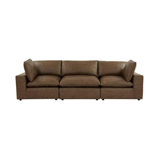 Cali 120" Brown Leather Modular Sofa - Default Variant
