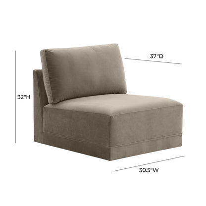 Willow Performance Velvet Modular Armless Chair