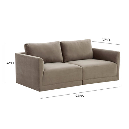Willow 74" Performance Velvet Modular Loveseat