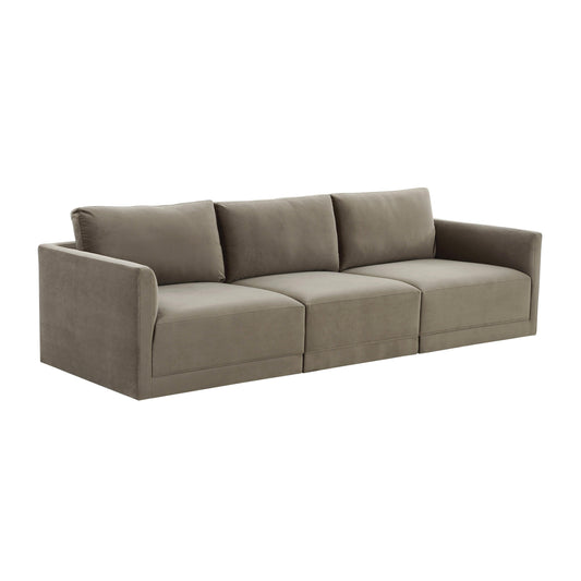 Willow 105" Performance Velvet Modular Sofa - Taupe
