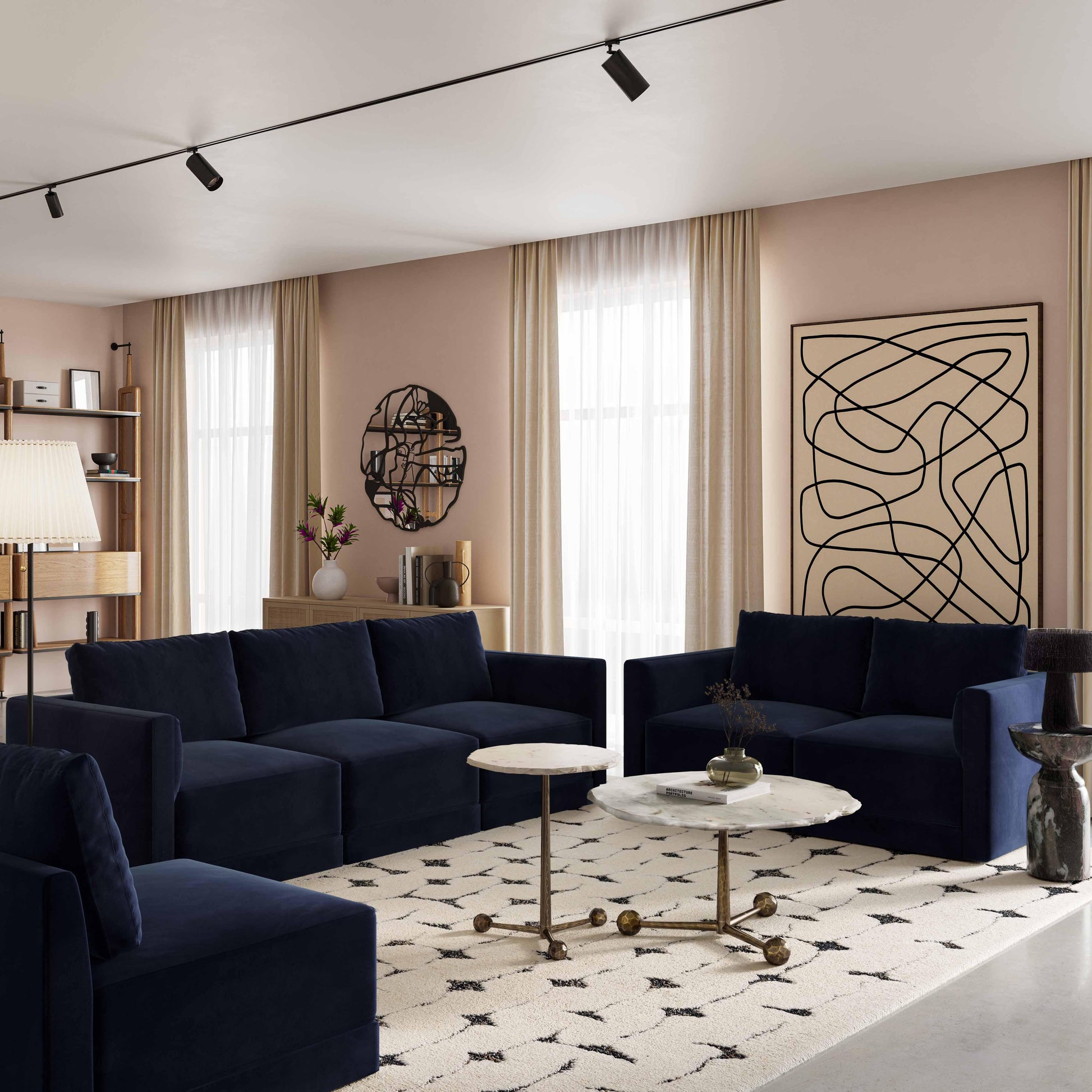 Willow Performance Velvet Modular LAF Corner Chair
