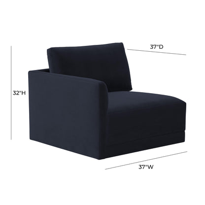 Willow Performance Velvet Modular LAF Corner Chair