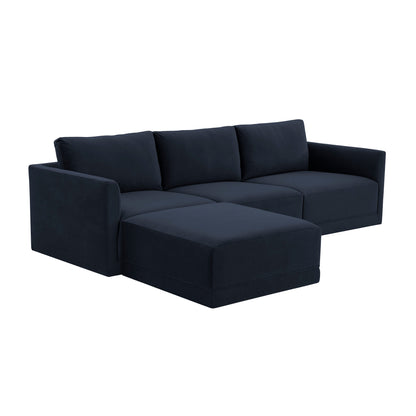 Willow 4-Piece Performance Velvet Modular Sectional - Navy