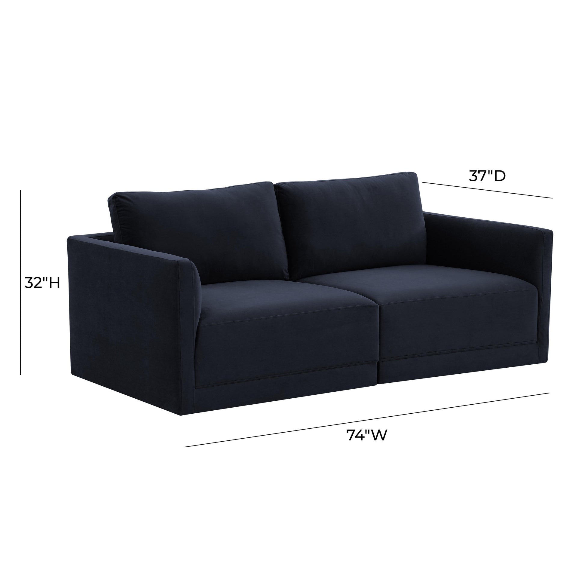 Willow 74" Performance Velvet Modular Loveseat