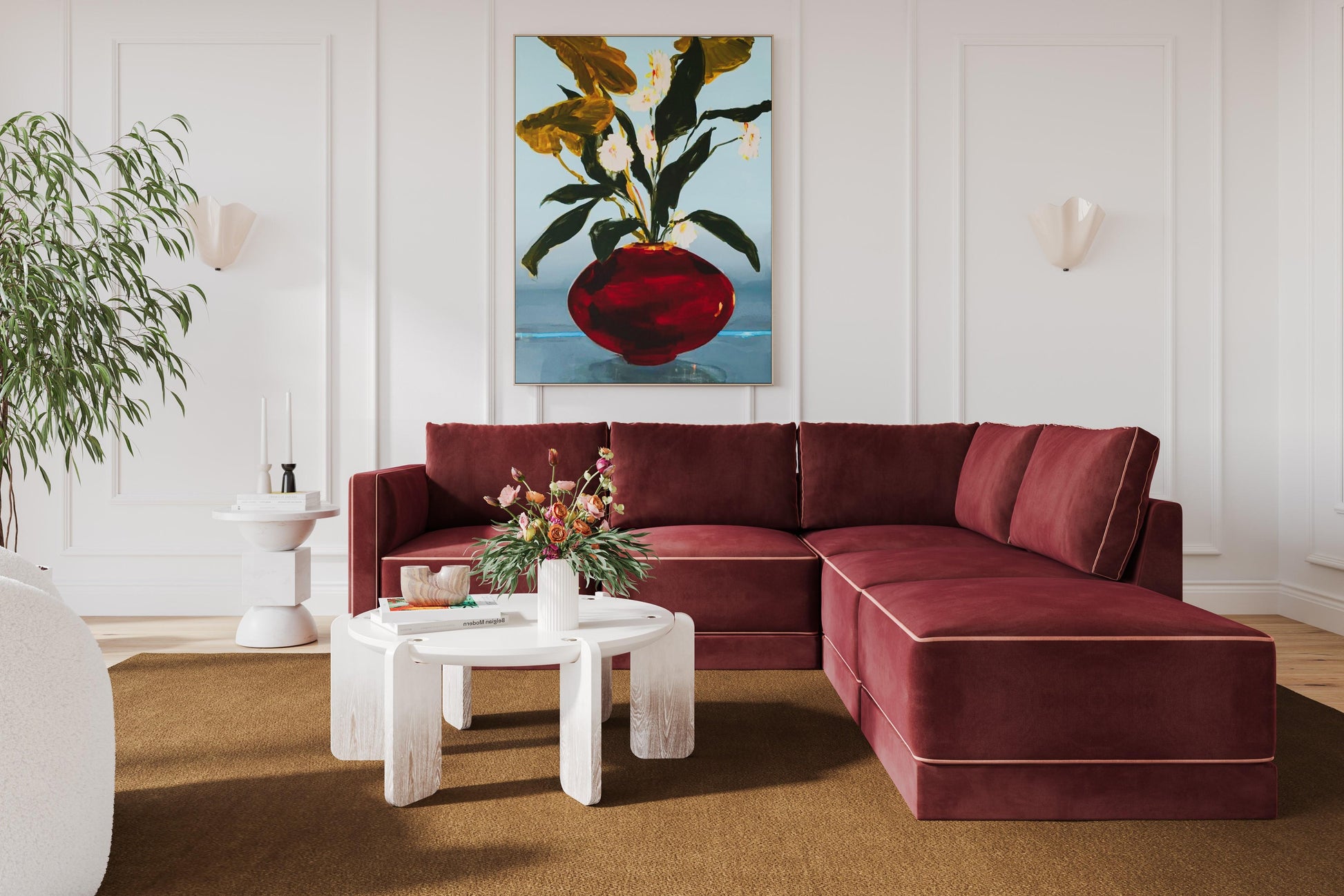 Willow 5-Piece Performance Velvet Modular Right Facing Sectional