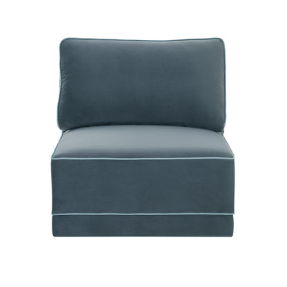 Willow Performance Velvet Modular Armless Chair - Blue