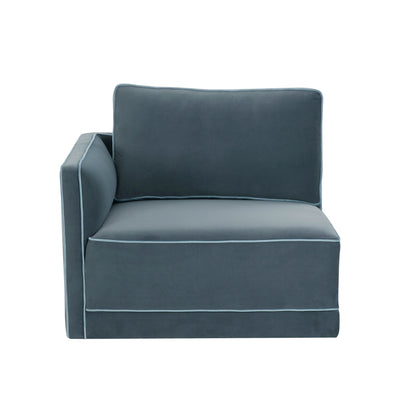 Willow Performance Velvet Modular LAF Corner Chair - Blue