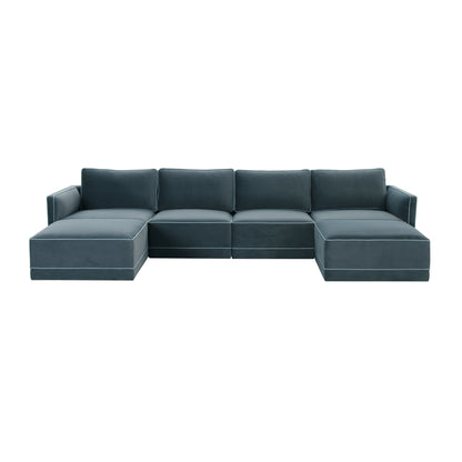 Willow 6-Piece Performance Velvet Modular U Sectional - Blue