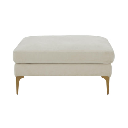 Serena Performance Velvet Ottoman - Cream