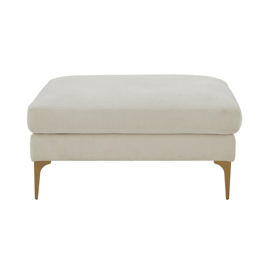 Serena Performance Velvet Ottoman - Cream