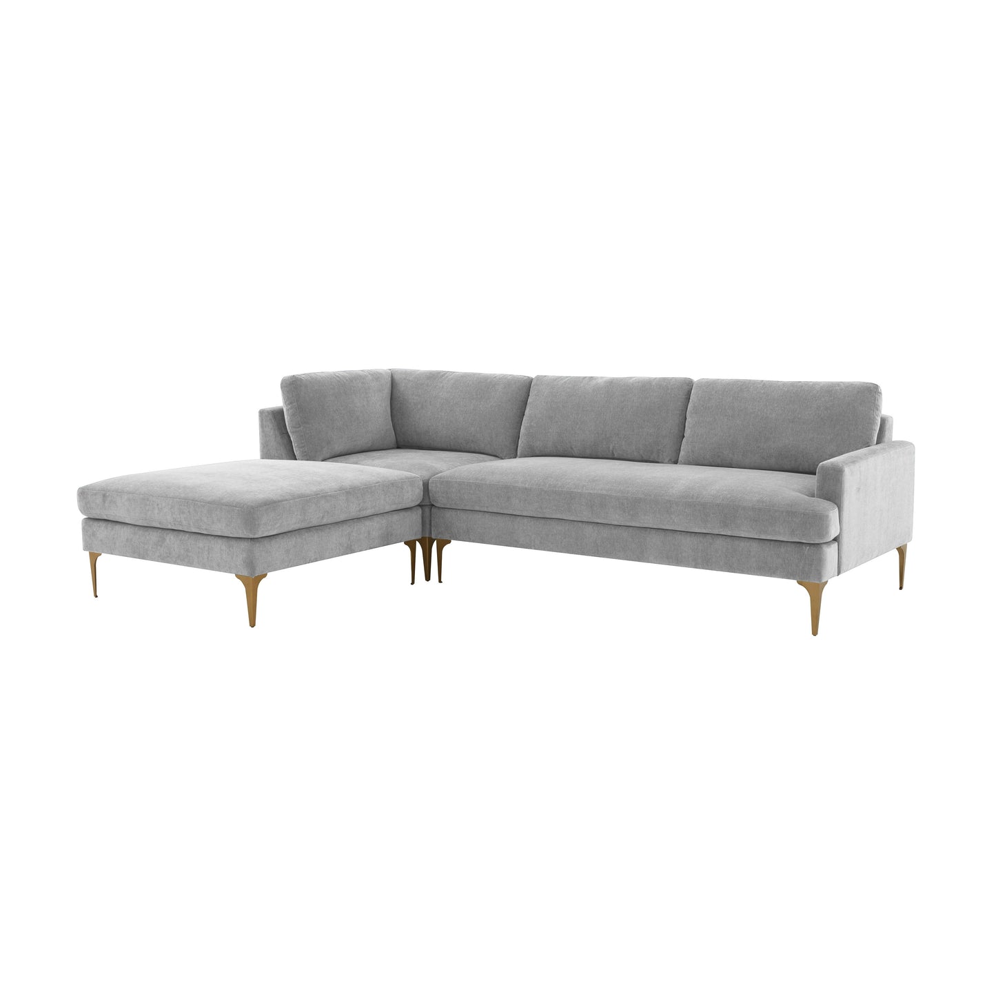 Serena 3-Piece Performance Velvet Chaise Sectional - Grey / LAF