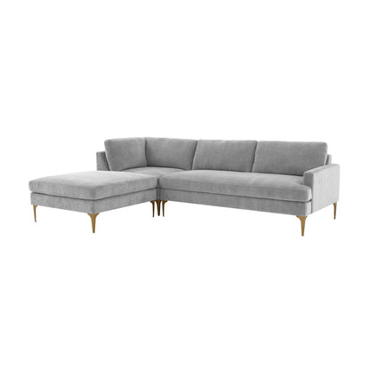Serena 3-Piece Performance Velvet Chaise Sectional - Grey / LAF