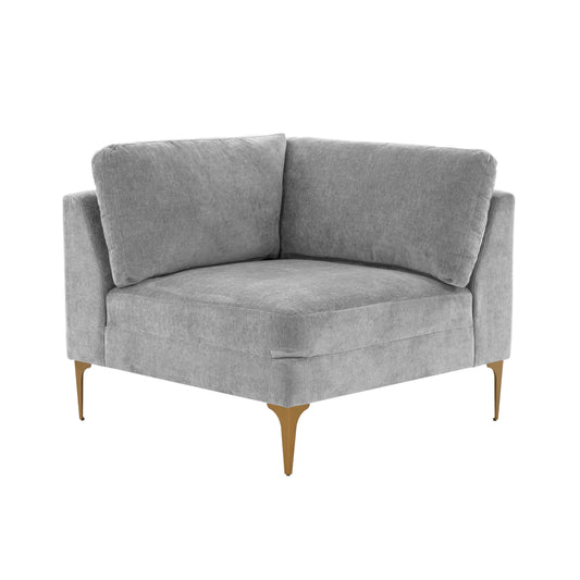 Serena Performance Velvet Modular Corner Seat - Grey