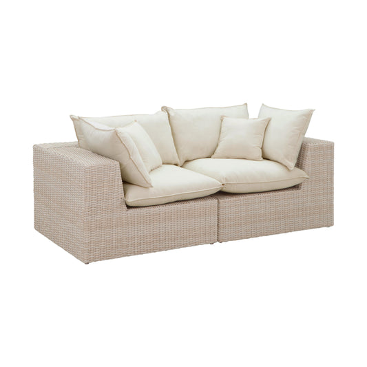 Cali Natural Performance Fabric &amp; Natural Wicker Modular Outdoor Loveseat - Default Variant