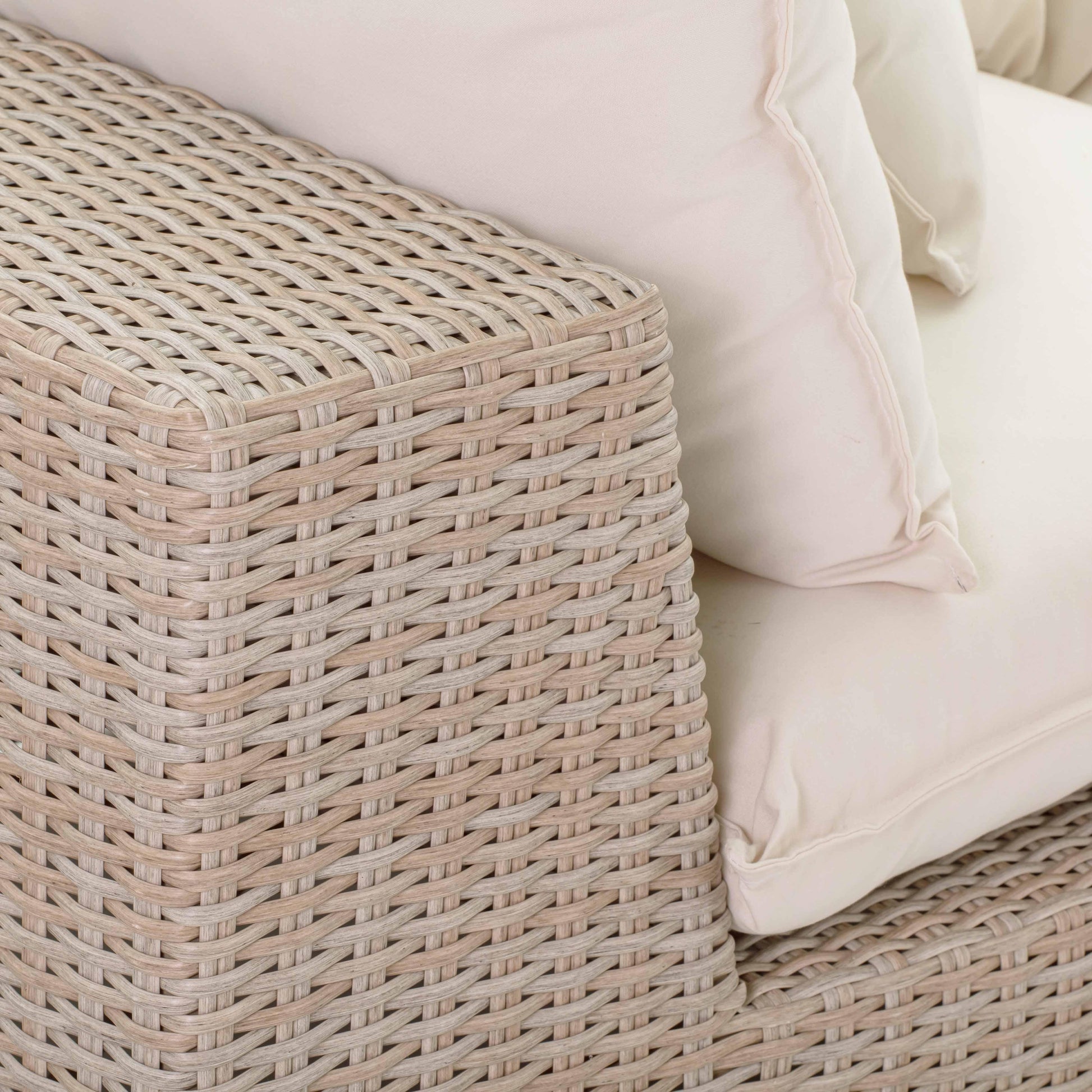 Cali Natural Performance Fabric &amp; Natural Wicker Modular Outdoor Loveseat